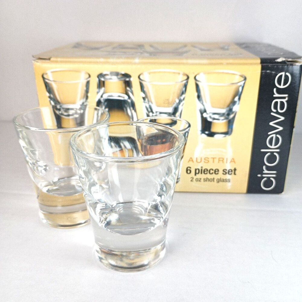 In Box Circleware Austria 6 Piece Set 2 Oz Shot Glasses Heavy Weight Style 42725